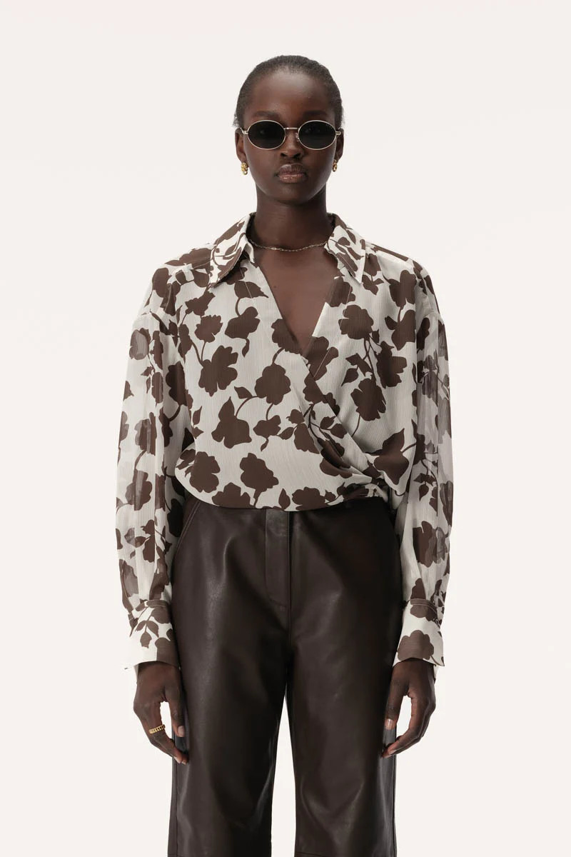 Jil Top Chocolate Floral Print | Elka Collective (AU, UK, US, NZ)