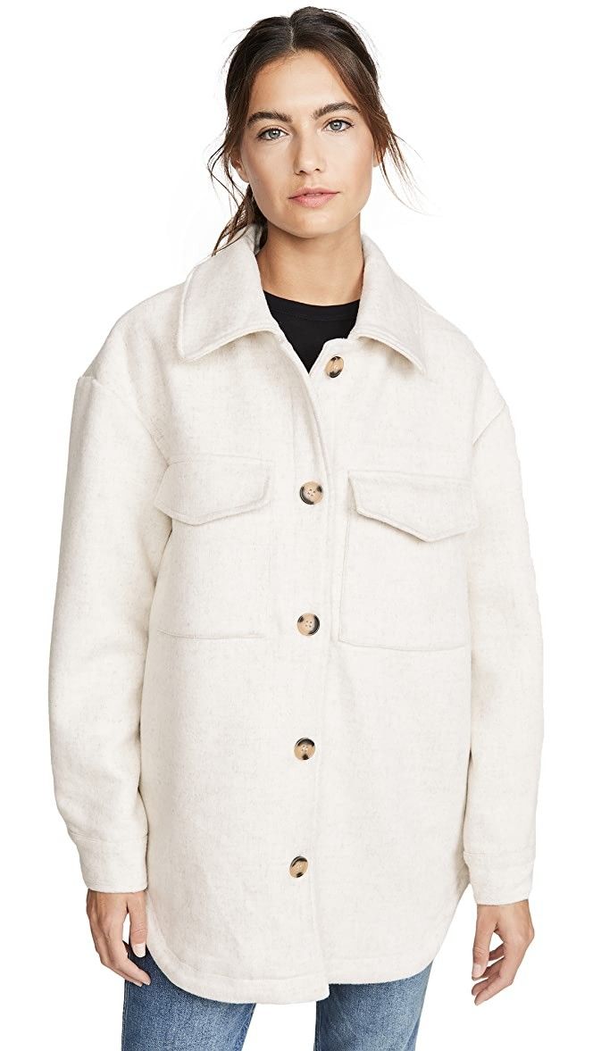 Drew Wool Blend Jacket, Shacket, Shirt Jacket, White Shirt Jacket, Oversized Shacket | Shopbop