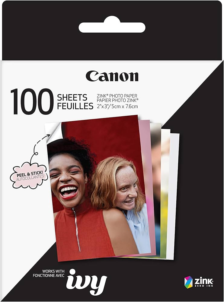 Canon IVY ZINK 2" x 3" Photo Sticker Paper 100 sheets Pack | Amazon (US)