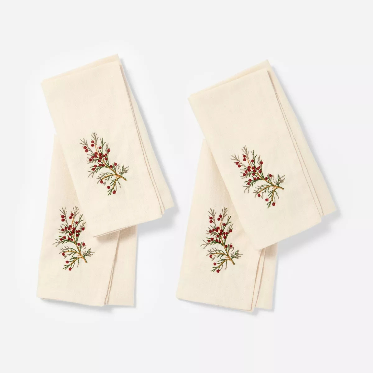 4pk Embroidered Wreath Cloth Napkins - Threshold™ designed with Studio McGee™ | Target