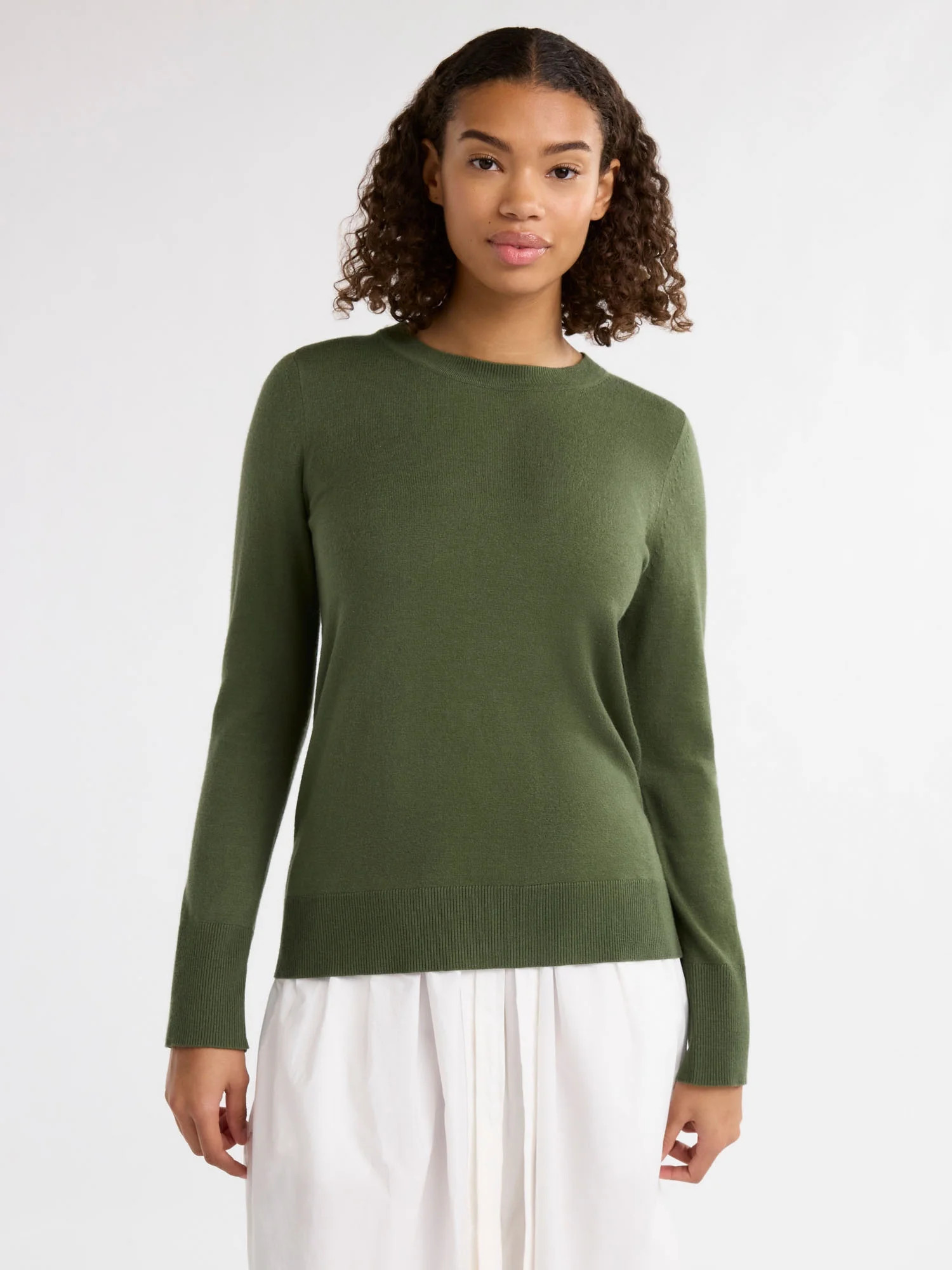 Free Assembly Women’s Cozy Yarn Crewneck Sweater with Long Sleeves, Lightweight, Sizes XS-XXXL | Walmart (US)