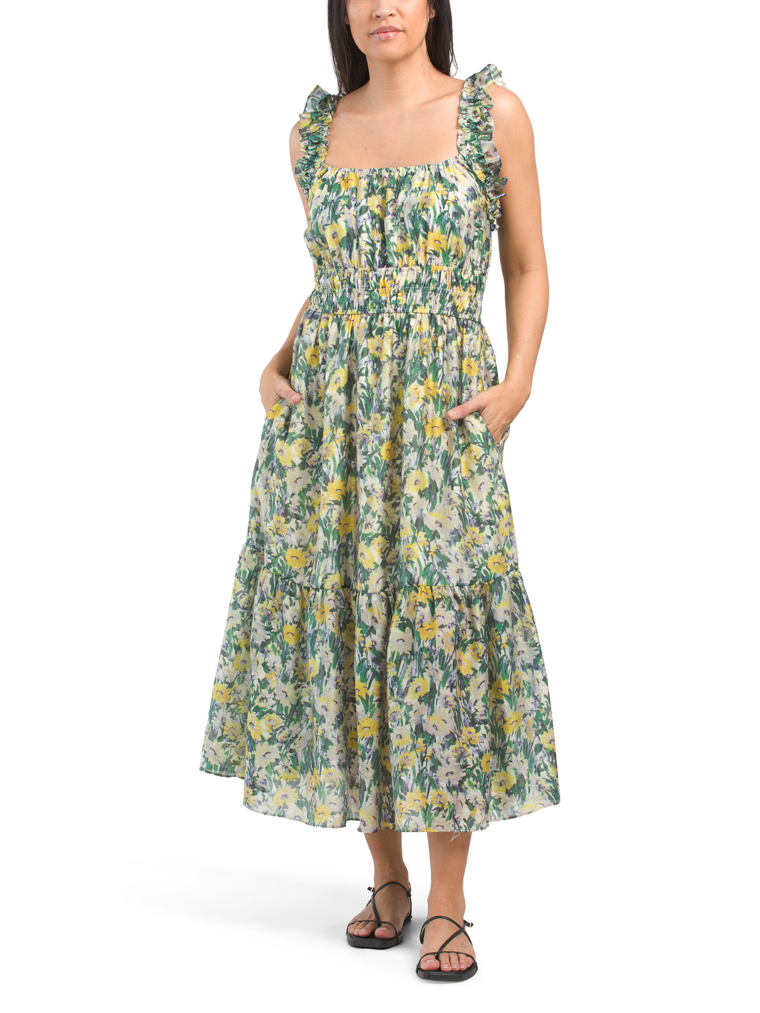 Printed Square Neck Smocked Waist Dress | Casual Dresses  | Marshalls | Marshalls