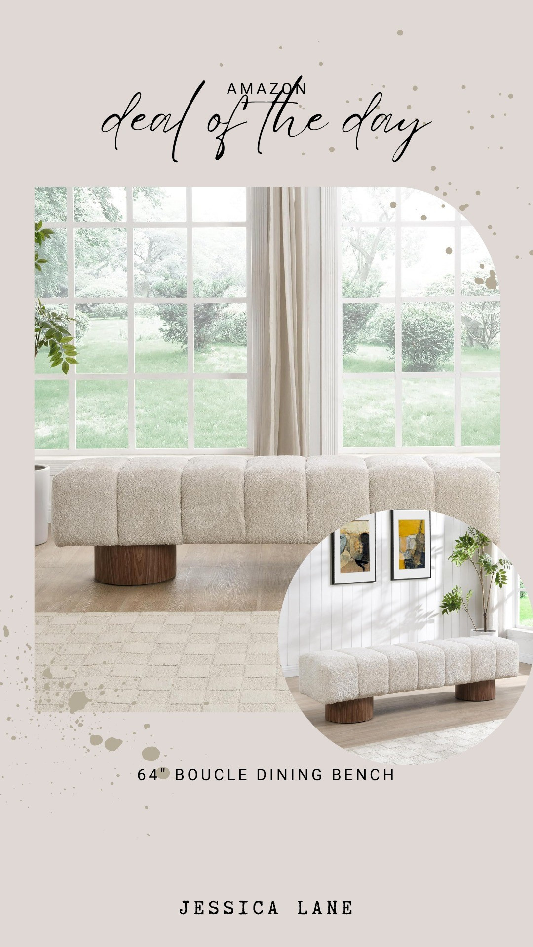 This 64" boucle dining bench adds the perfect touch of texture and modern style to any space. It is a stunning Amazon deal of the day you don't want to miss.#amazonfinds #homedecor #modernfurniture #boucle

#LTKSaleAlert #LTKHome