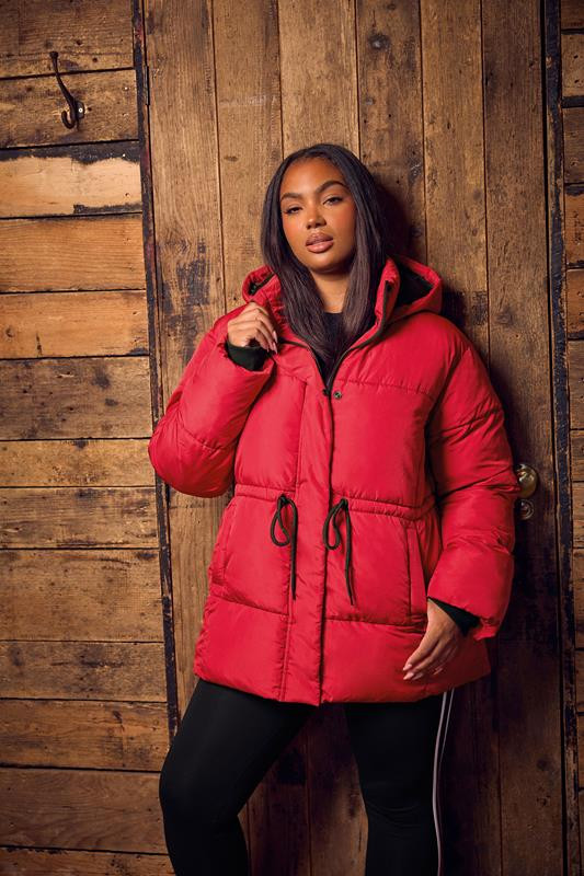 YOURS Plus Size Red Short Padded Coat | Yours Clothing UK