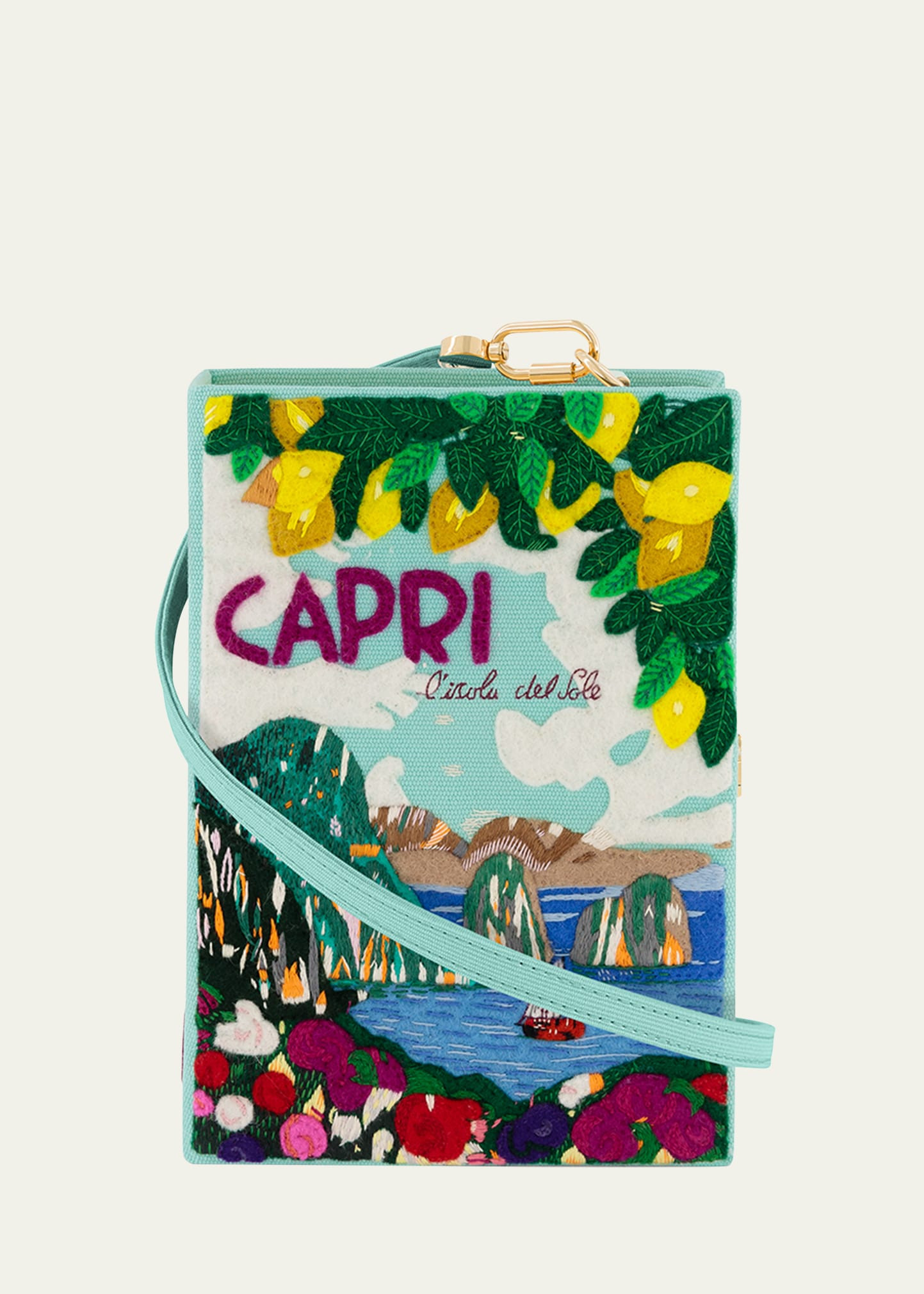 Olympia Le-Tan Capri Lemons Aquamarine Book Clutch Bag | Bergdorf Goodman