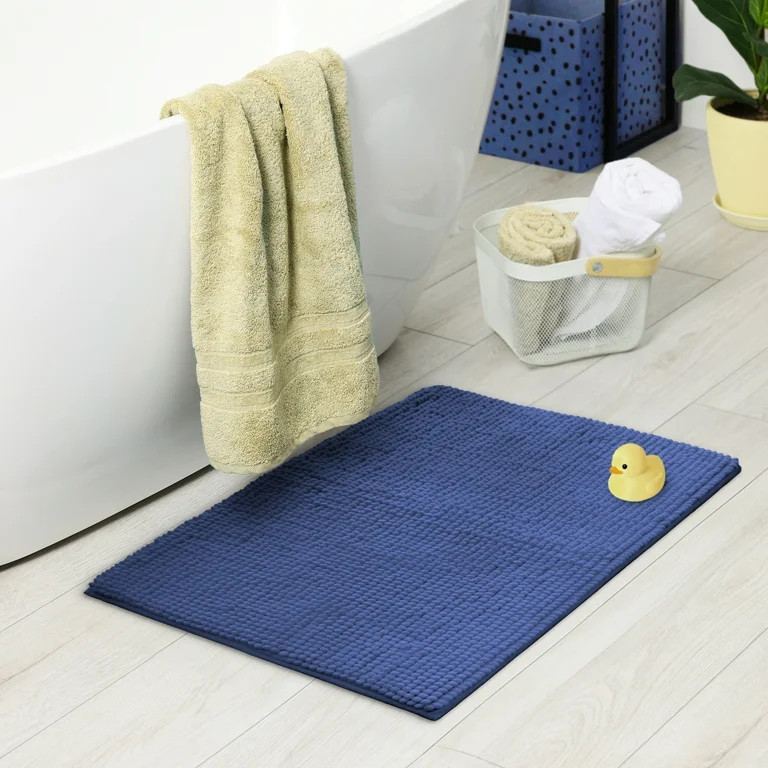 Your Zone Kids Blue Memory Foam Noodle Single Bath Rug with Nonslip Backside | Walmart (US)
