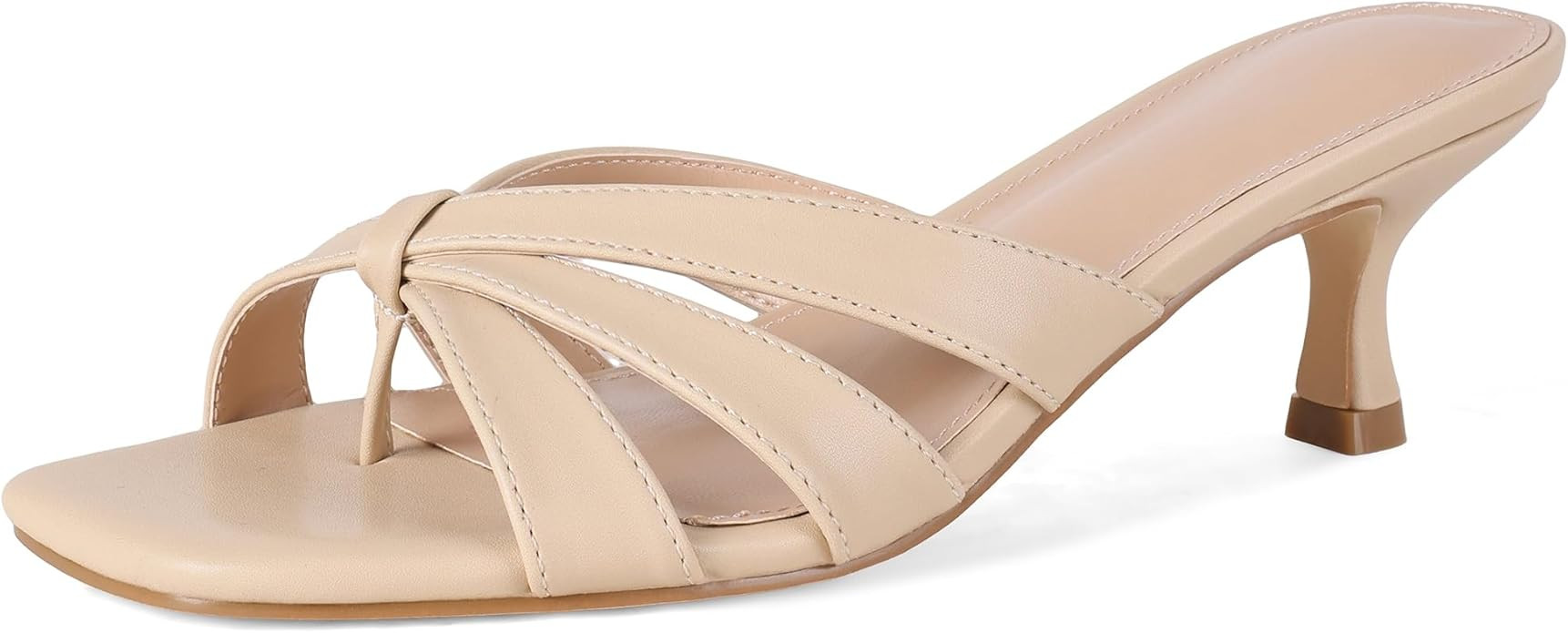 femflame Kitten Heels Flip Flops for Women Square Open Toe Slip On Black Heels Mules Slides Sanda... | Amazon (US)