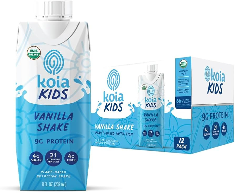 Koia Kids Plant Based Protein Shake, Vanilla, Ready to Drink, 9g Protein, 4g Low Sugar, 4g Fiber,... | Amazon (US)