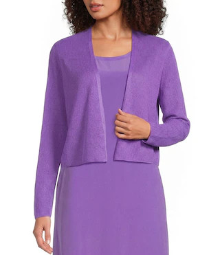 Organic Linen Cotton Blend Ribbed Knit Open Front Long Sleeve Cardigan | Dillard's