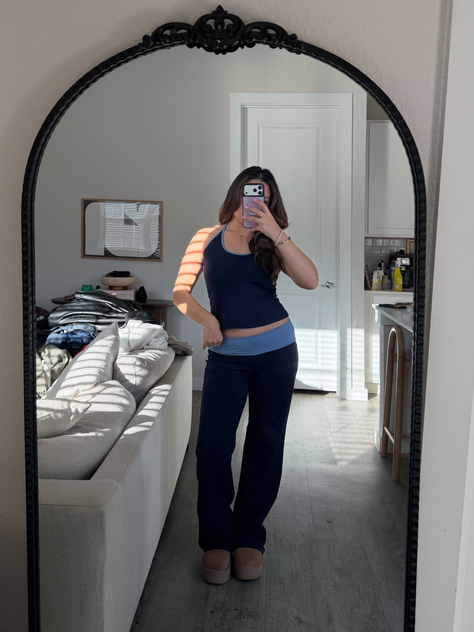 Kobee Jersey Flare Pants Navy / Light Blue size US 6🤍

#LTKootd