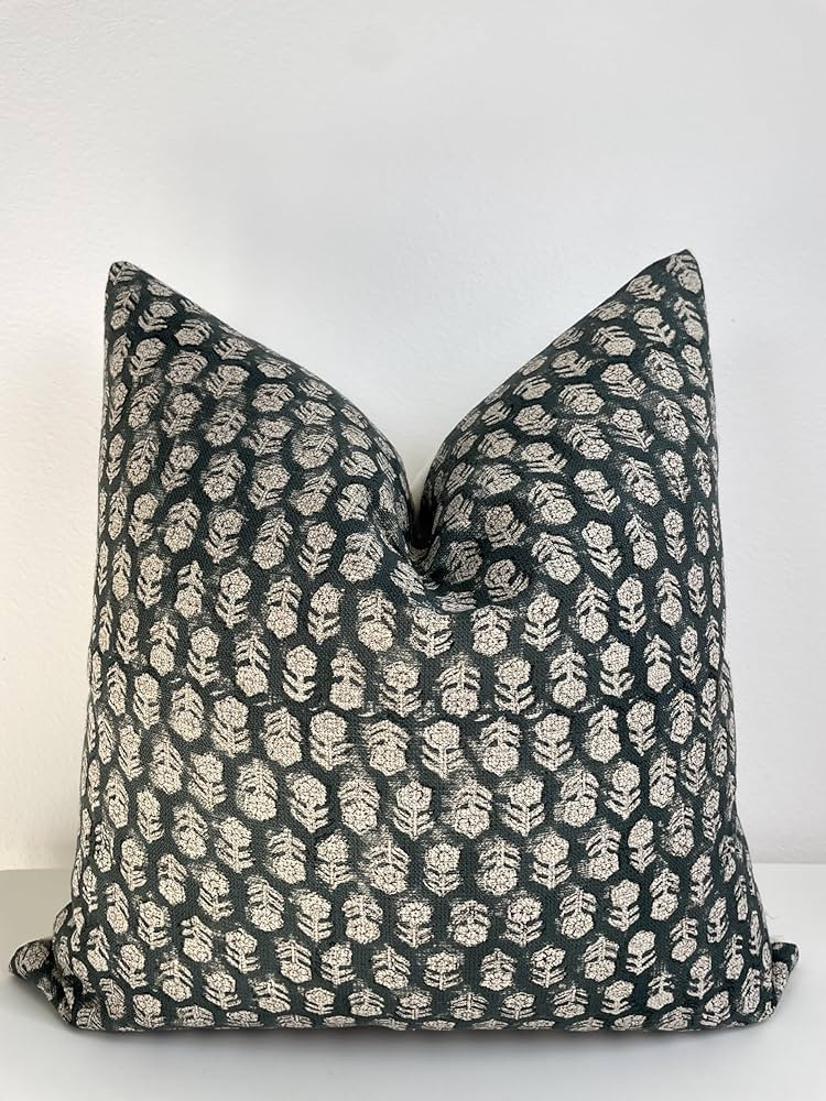 Canyon Theory Hand Block Print Thick Linen 20x20 Inch Throw Pillow Cover: Indoor Outdoor Handmade... | Amazon (US)
