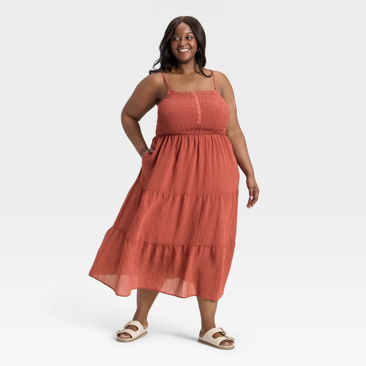 Women's Button-Front Smocked Maxi Sundress - Universal Thread™ | Target