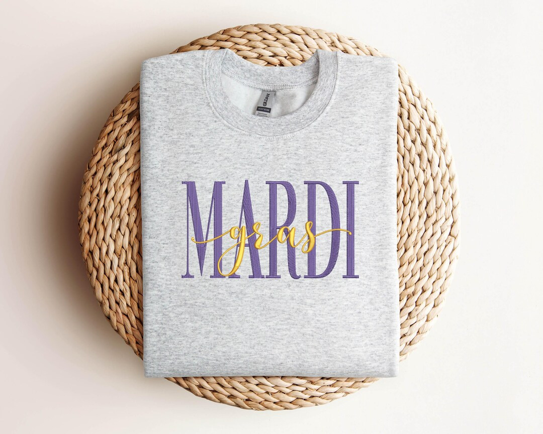 Embroidered Mardi Gras Sweatshirt, Fleur De Lis Sweatshirt Women Mardi Gras Costume, Fleur De Lis... | Etsy (US)