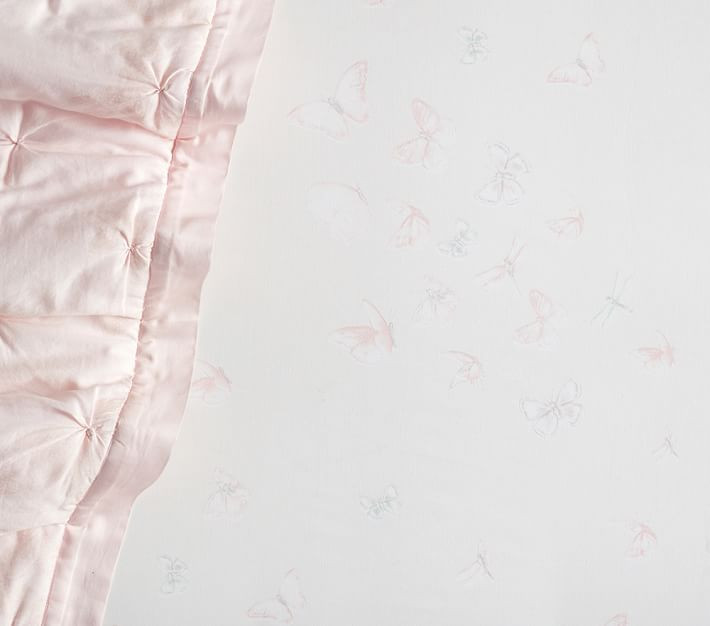 Monique Lhuillier Ethereal Butterfly Sateen Crib Fitted Sheet | Pottery Barn Kids | Pottery Barn Kids