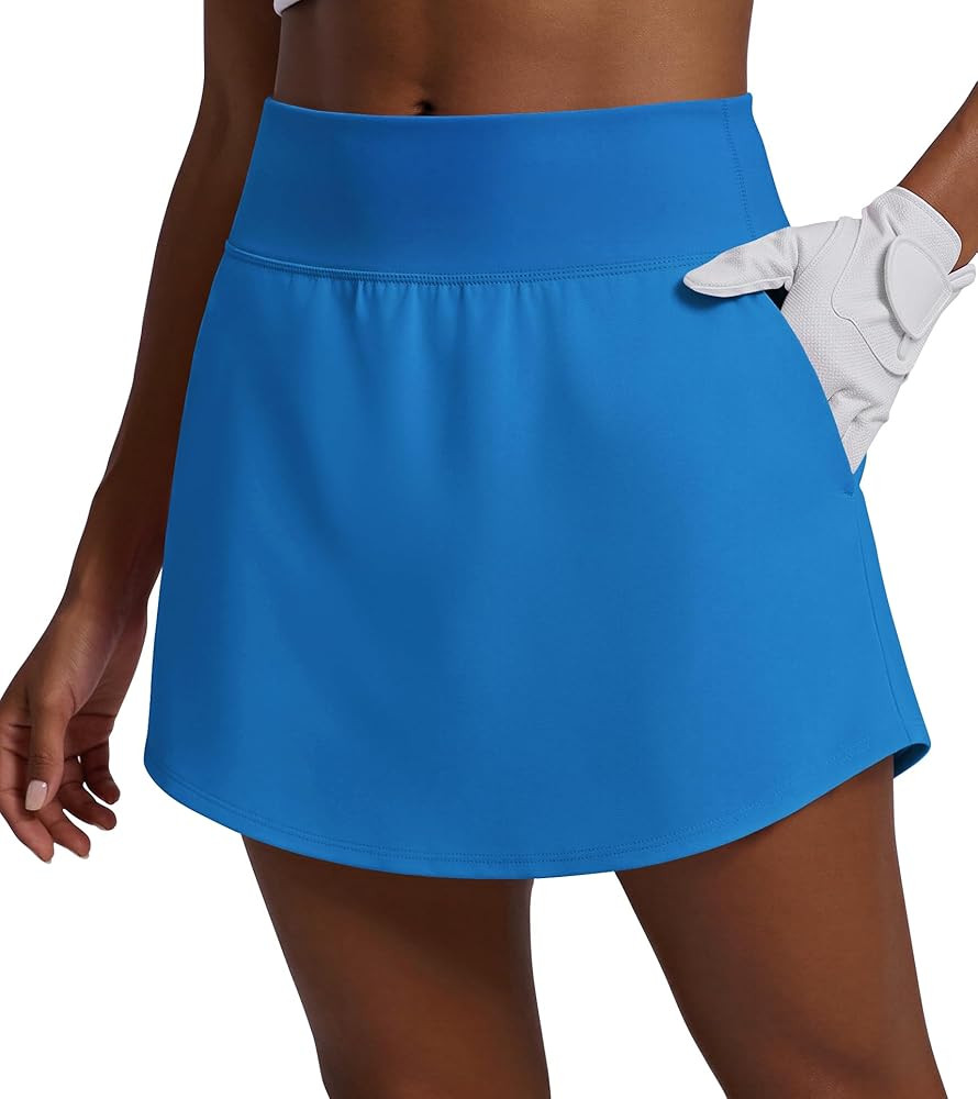 PINSPARK 16" Golf Skirts for Women Curved Hem High Waisted Athletic Skort Tennis Skirt with 4 Poc... | Amazon (US)