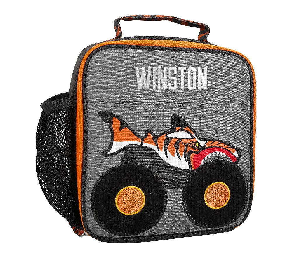 Monster Trucks Tiger Shark Critter Mackenzie Classic RPET Lunch Box | Pottery Barn Kids