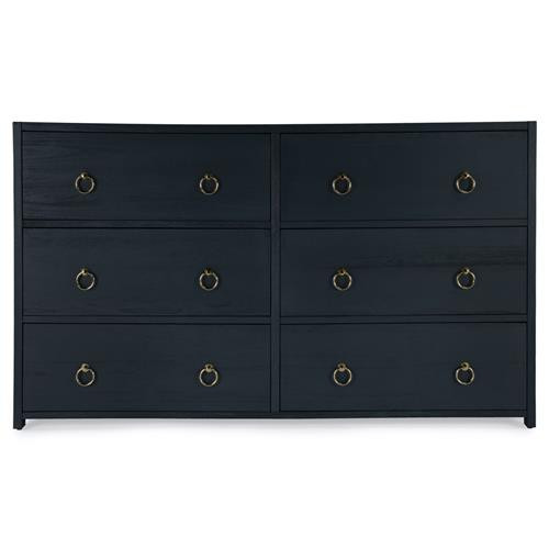 Allura French Country Blue Acacia Wood 6 Drawer Double Dresser | Kathy Kuo Home