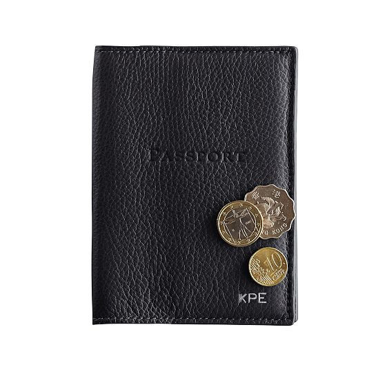 Mark and Graham leather passport case in black