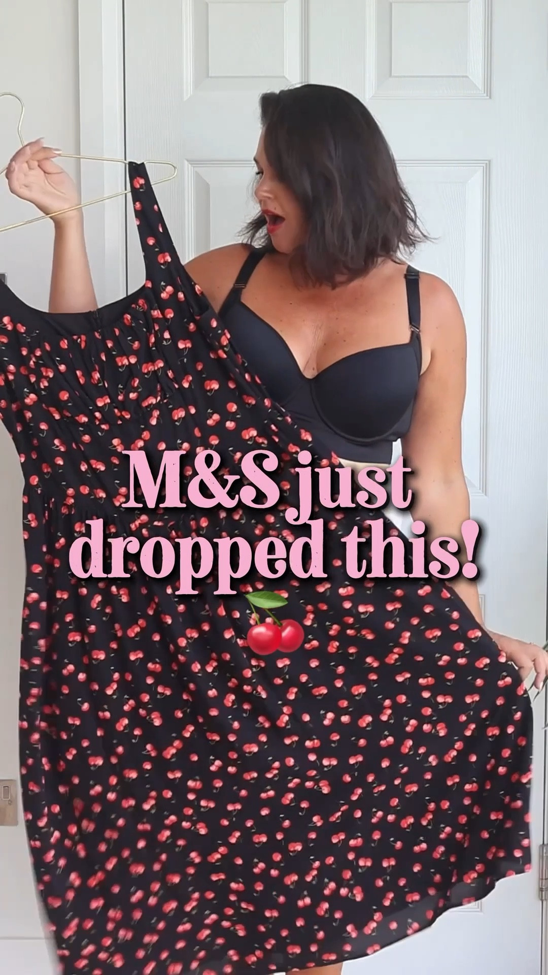 🍒 The cherry dress you need!
	•	Bra-friendly straps (a win 🙌)
	•	Slip underneath = no cling
	•	Black base = so easy to style now with sandals, then later with boots + a polo neck 🖤

I’m in a size 14 and love the fit, such an easy throw-on that looks like you’ve made the effort.✨

I’m 5ft 7 wearing a size 14 tall 

#LTKautumn #LTKmidsize #LTKuk