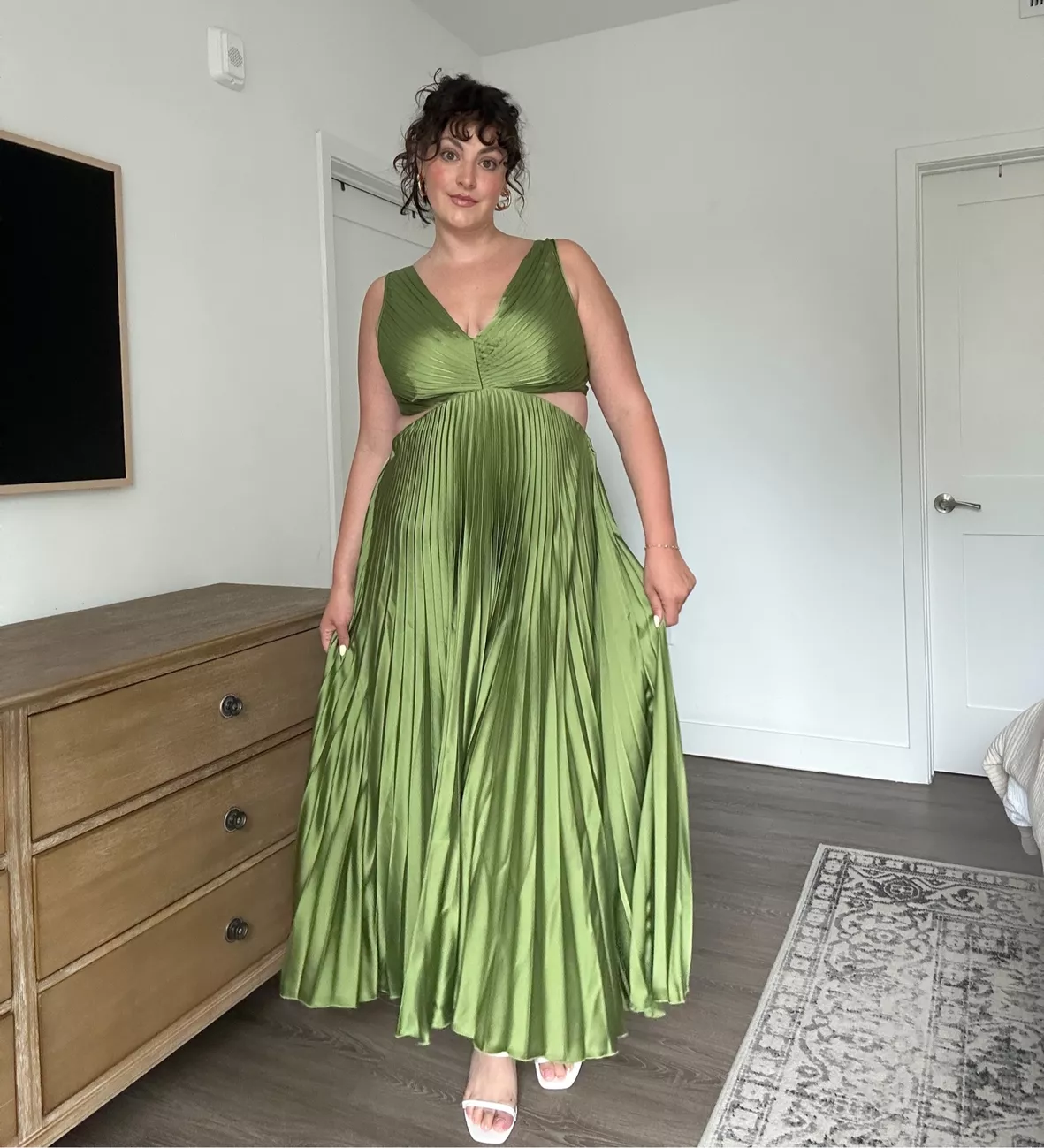 Satin Pleated Cutout Maxi Dress curated on LTK