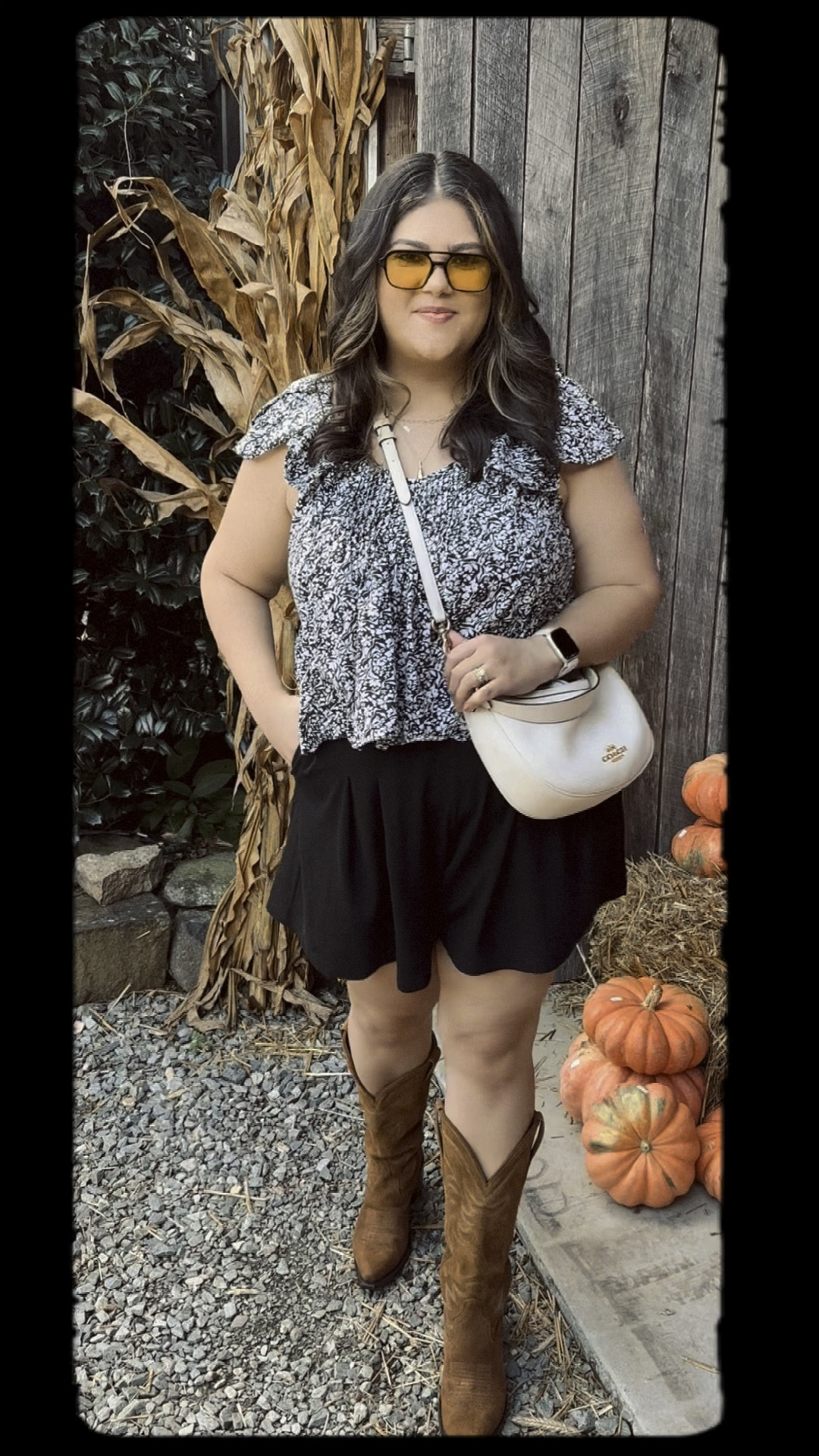 Easy Fall outfit! Top is on sale at Target. 
Cowboy Boots are wide calf friendly! From Tecovas 

#LTKPlusSize #LTKFallSale #LTKVideo