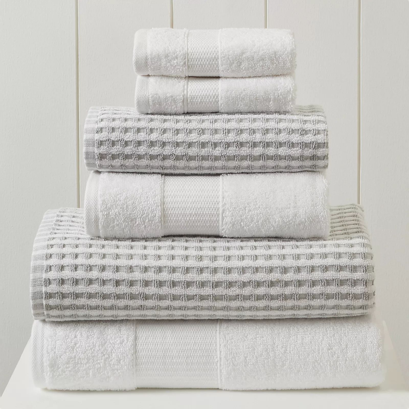 Amrapur Modern Threads Cobblestone 6-piece Bath Towel Set, Silver, 6 Pc Set | Kohl's