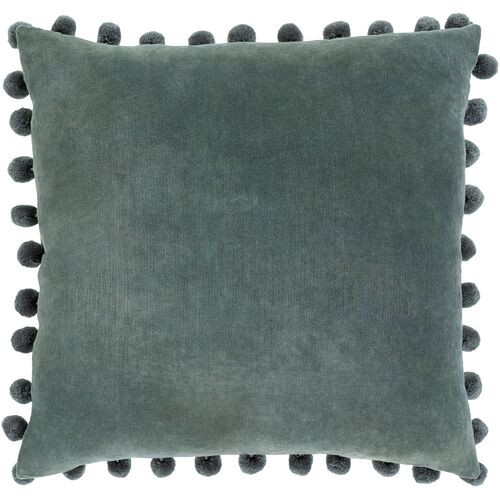 Rhonin Pom Pom Trim Velvet Pillow | One Kings Lane