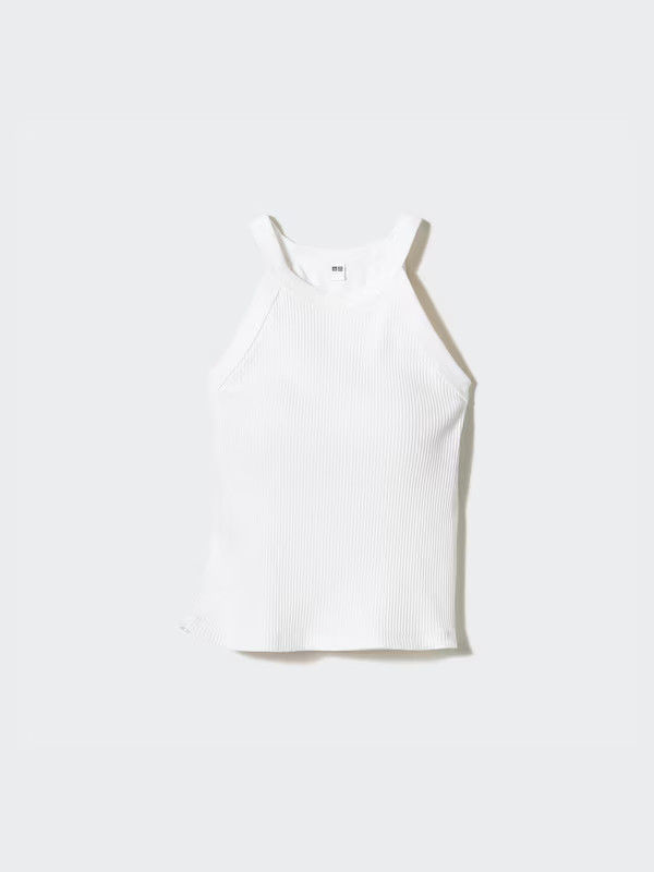 Halter Neck Ribbed Cropped Bra Top | UNIQLO (UK)