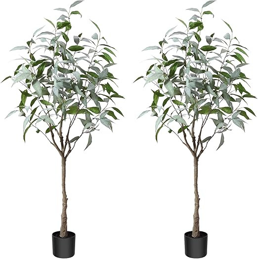 OAKRED Artificial Eucalyptus Tree 5FT Tall Fake Eucalyptus Plants Large Faux Trees Artificial Sil... | Amazon (US)