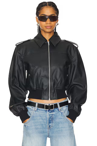 Lovers and Friends Dylan Faux Leather Bomber Jacket in Black from Revolve.com | Revolve Clothing (Global)