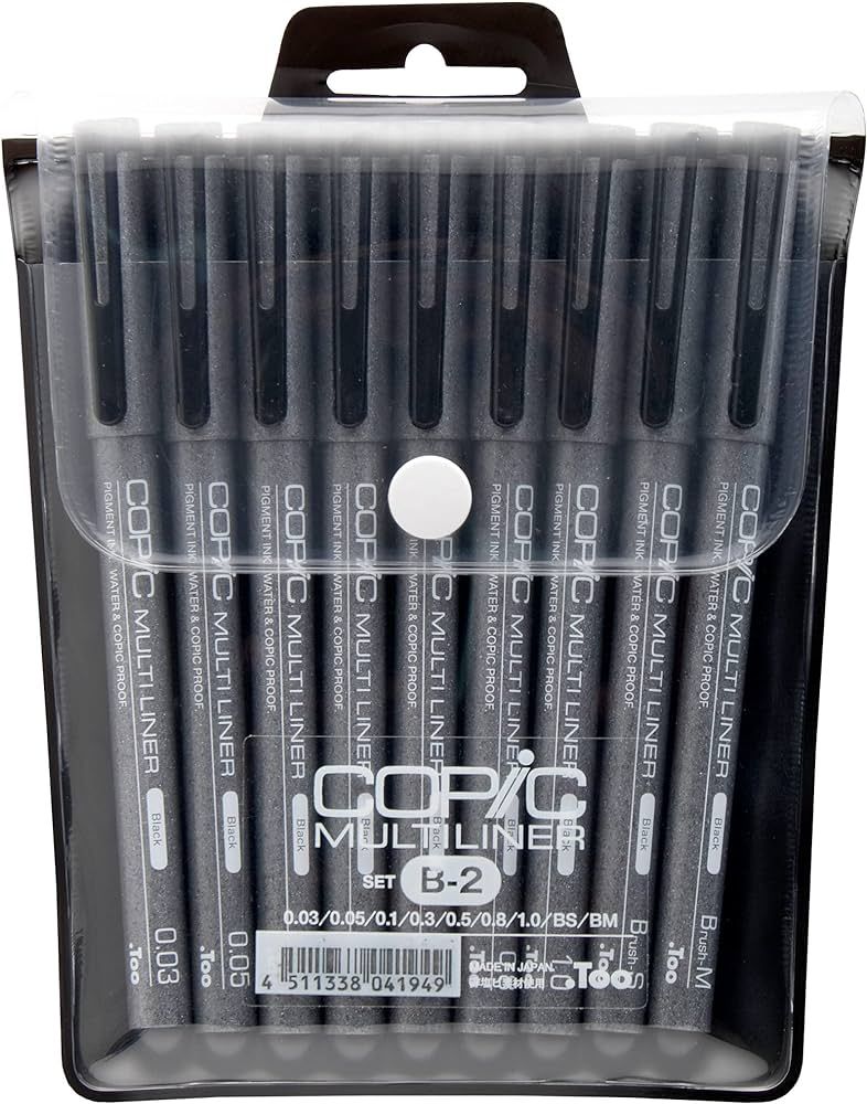 Copic Markers 9-Piece Multiliner Inking Pen Set B-2, Black (MLB2) | Amazon (US)