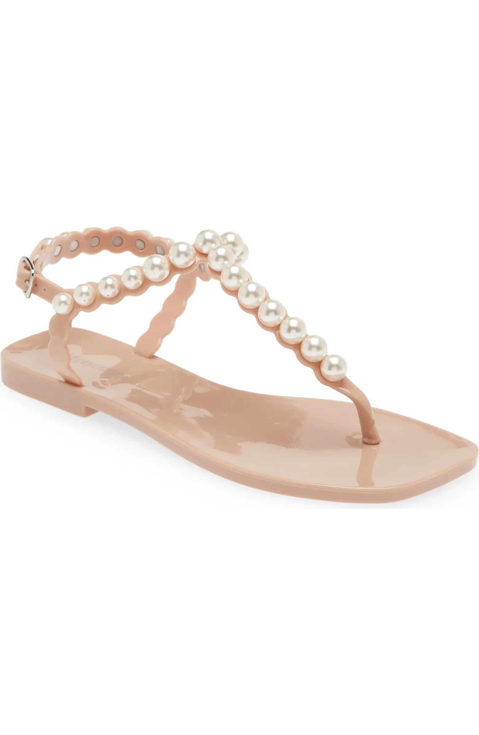 Pearlesque Imitation Pearl Ankle Strap Sandal (Women) | Nordstrom