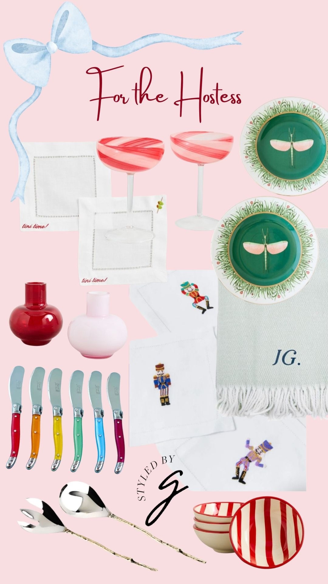 more gifting ideas for your hostess or the girl that loves to entertain 🎁 this La Double J China is gorgeous yet approachable & I love how these coupes have a candy cane-like stripe 🍭 and I couldn’t love these cocktail napkins more! 

#LTKHoliday #LTKGiftGuide