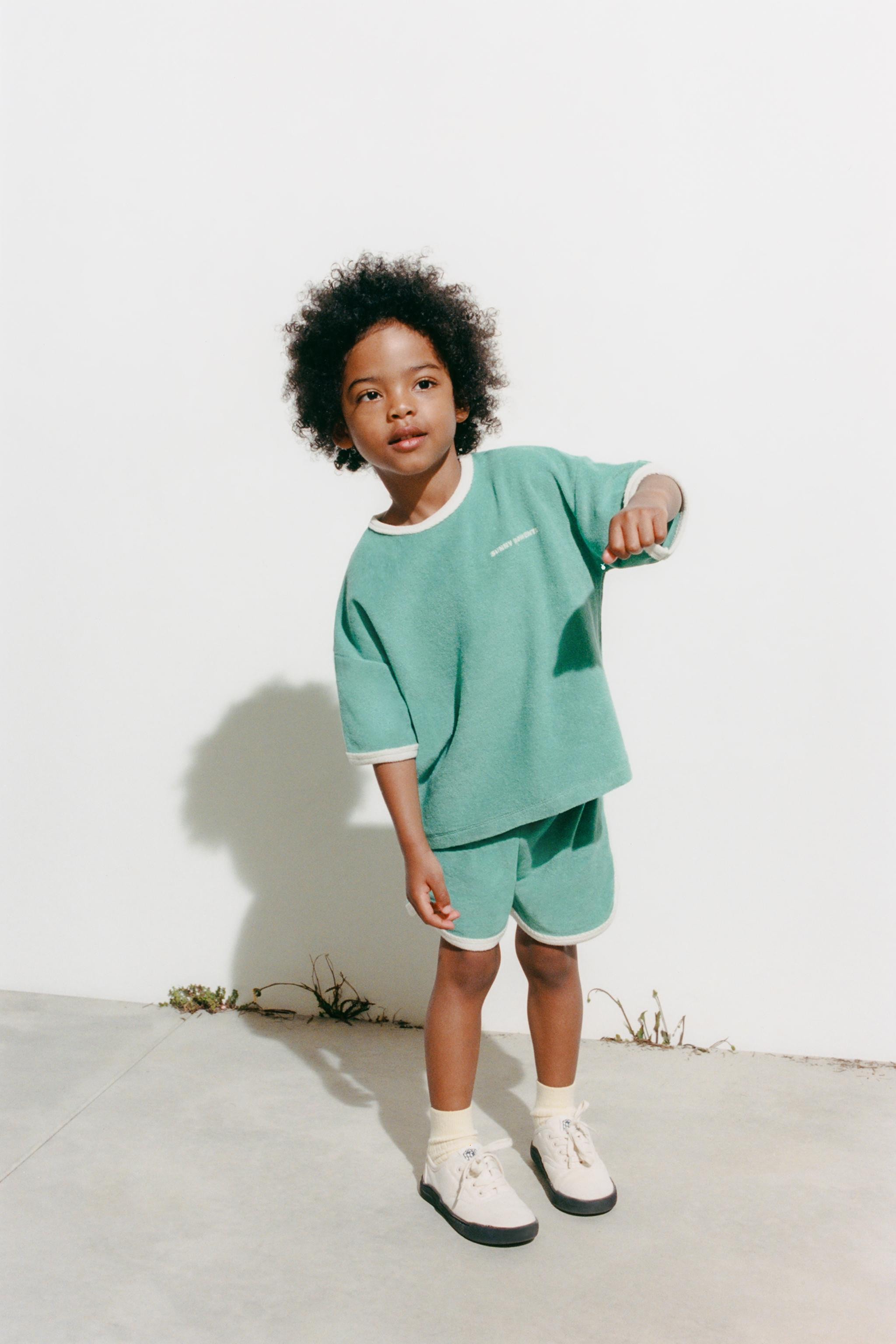 T-SHIRT AND BERMUDA SHORTS SET WITH TOWELLING TRIM | Zara UK