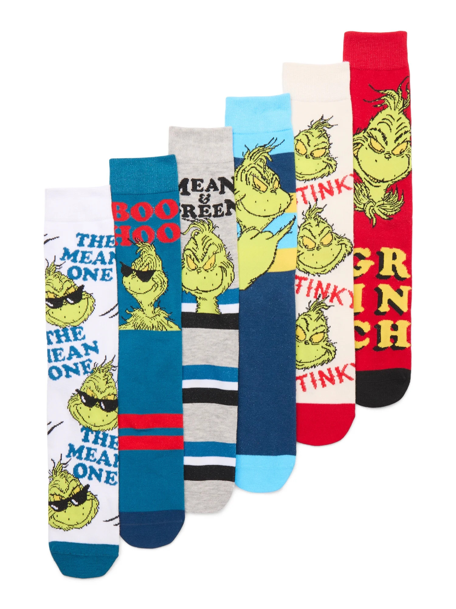 The Grinch Crew Socks, 6-Pack, Sizes 8-12 | Walmart (US)