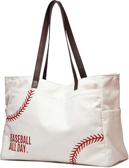 YHSHYZH Oversize Baseball Mom Tote Bag Embroidery Baseball seams Prints Purse Utility Shoulder Ha... | Amazon (US)