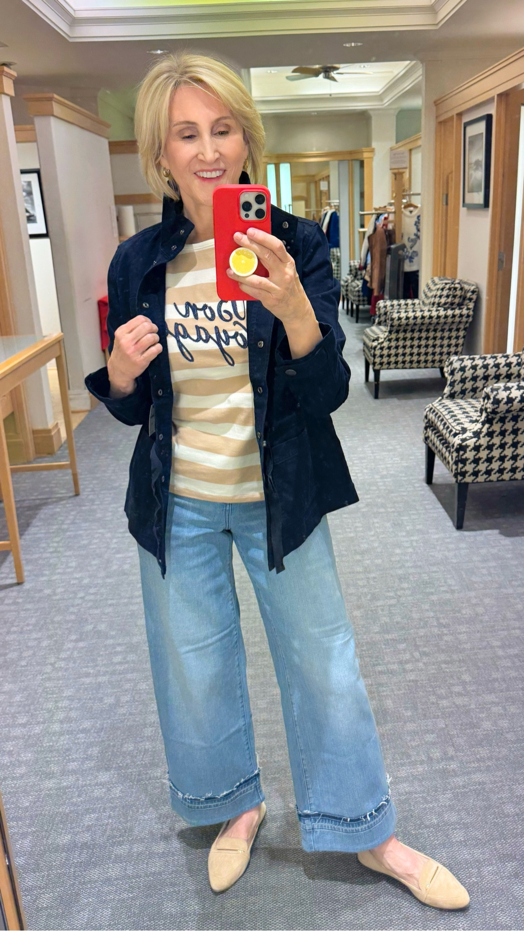 There’s just something about a striped shirt that always feels classic to me. This Bon Voyage tee from Talbots is one of those easy pieces that instantly makes an outfit feel a little more fun.

I paired it with trouser jeans and a utility jacket for that relaxed, slightly polished look I love for everyday. Add ballet flats and it’s the kind of outfit that works for errands, lunch out, or travel days when you still want to feel put together.


#LTKOver40 #LTKSeasonal #LTKootd