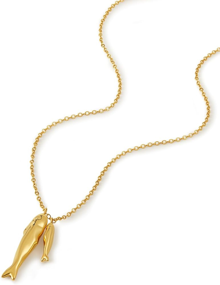 Dainty Gold Fish Pendant Necklace for Women, Waterproof Boho Beach Jewelry, Summer Ocean Charm Ne... | Amazon (US)