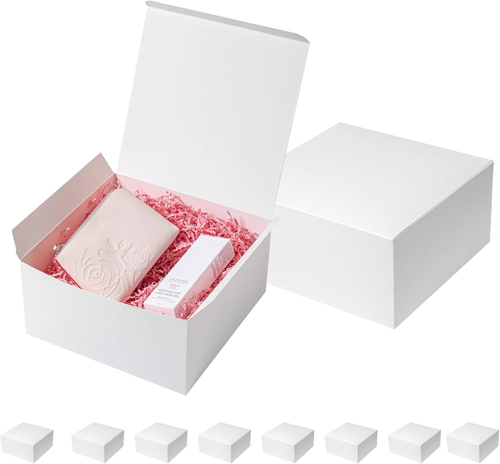 Mcfleet Gift Boxes with Lids 10x10x5 Inches 10 Pack Bridesmaid Proposal Boxes White Cardboard Gif... | Amazon (US)