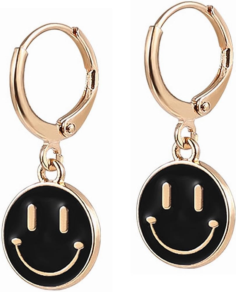 Smiley Face Dangle Earrings for Women Preppy Jewelry Cute Happy Face Drop Cartilage Colorful Smal... | Amazon (US)