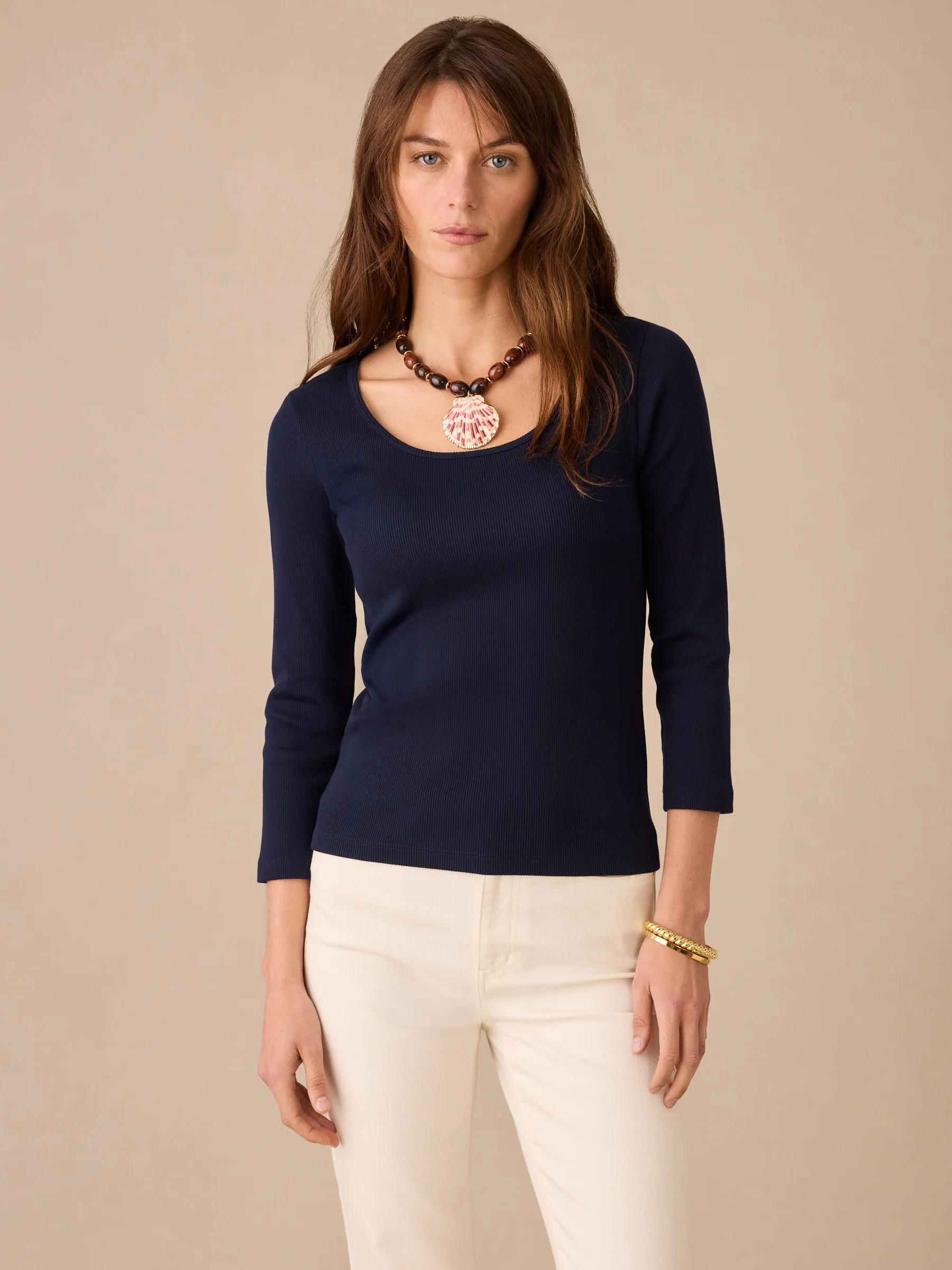 Navy Solid Kit Ribbed Tee | Women's Tops | J.McLaughlin | J.McLaughlin