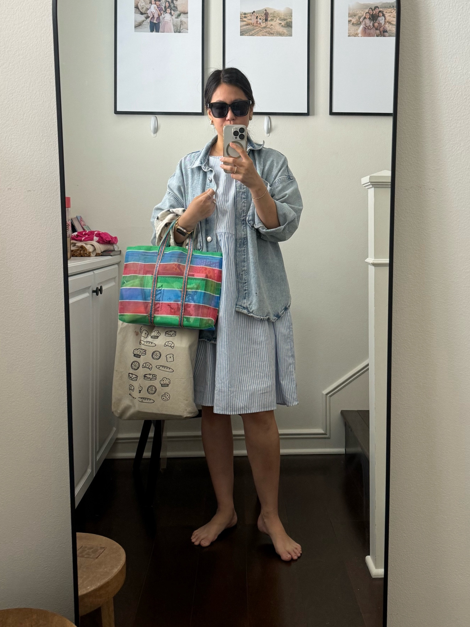 blue on blue library day with our Taiwan totes and @ajarofpickles_ carbs tote

size S in dress (fits tight across collarbone though)
Dm for links to similar overshirt (old) Zara 

#LTKtravel #LTKfindsunder100 #LTKSeasonal