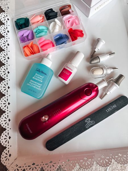 Manicure essentials 
Press on nails
Mail files
Mail glue
Mani pedi set 


#LTKunder50 #LTKsalealert #LTKbeauty