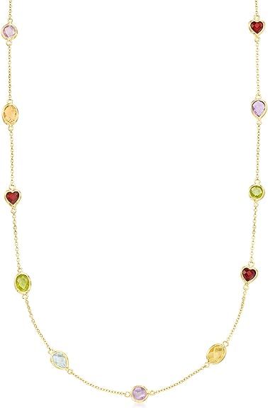 Ross-Simons 7.85 ct. t.w. Multi-Gemstone Station Necklace in 18kt Gold Over Sterling | Amazon (US)