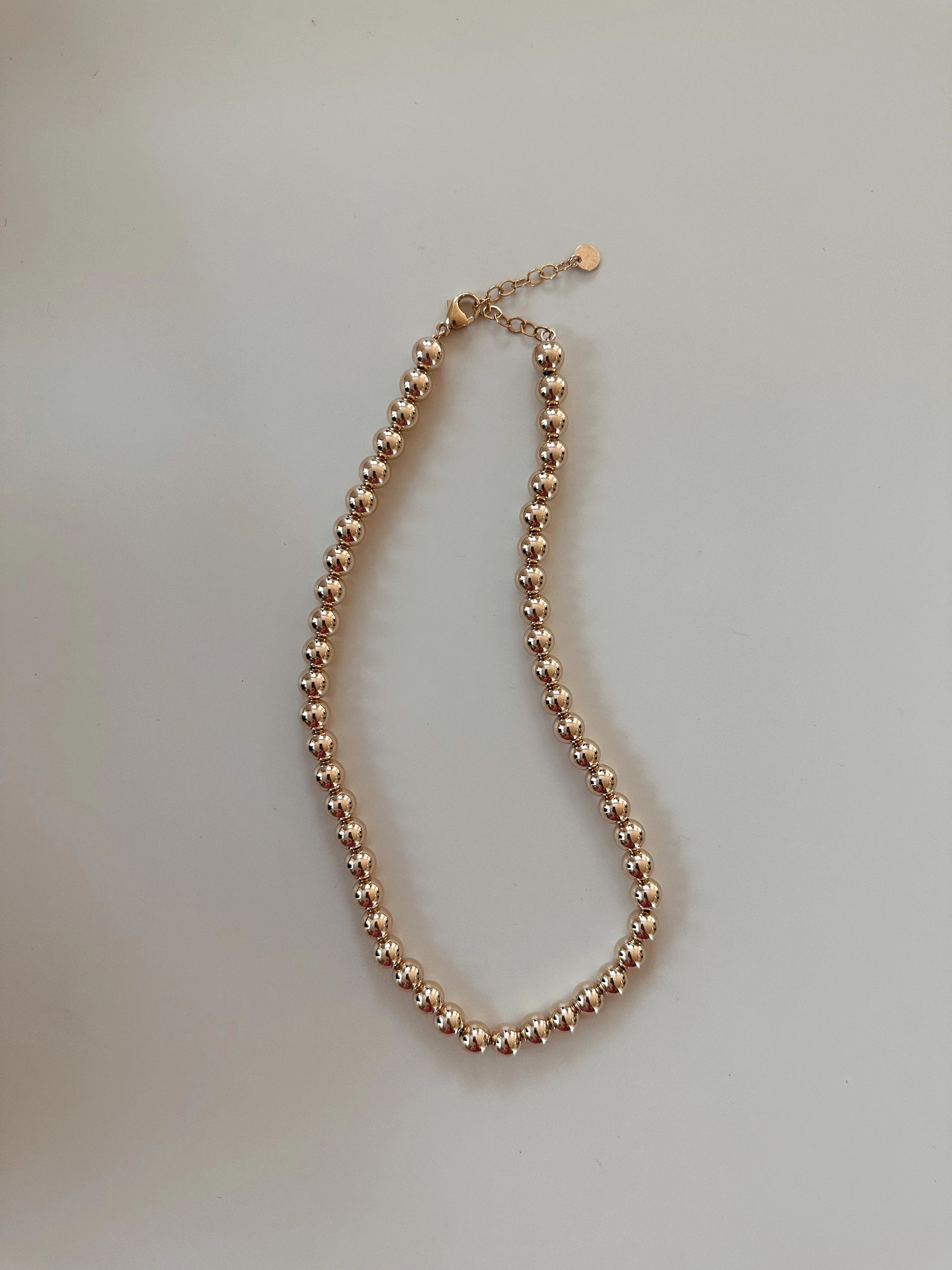 8MM BEADED NECKLACE - GOLD | Stylin by Aylin