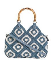 Delphi Cotton Crochet And Leather Tote Crossbody | TJ Maxx