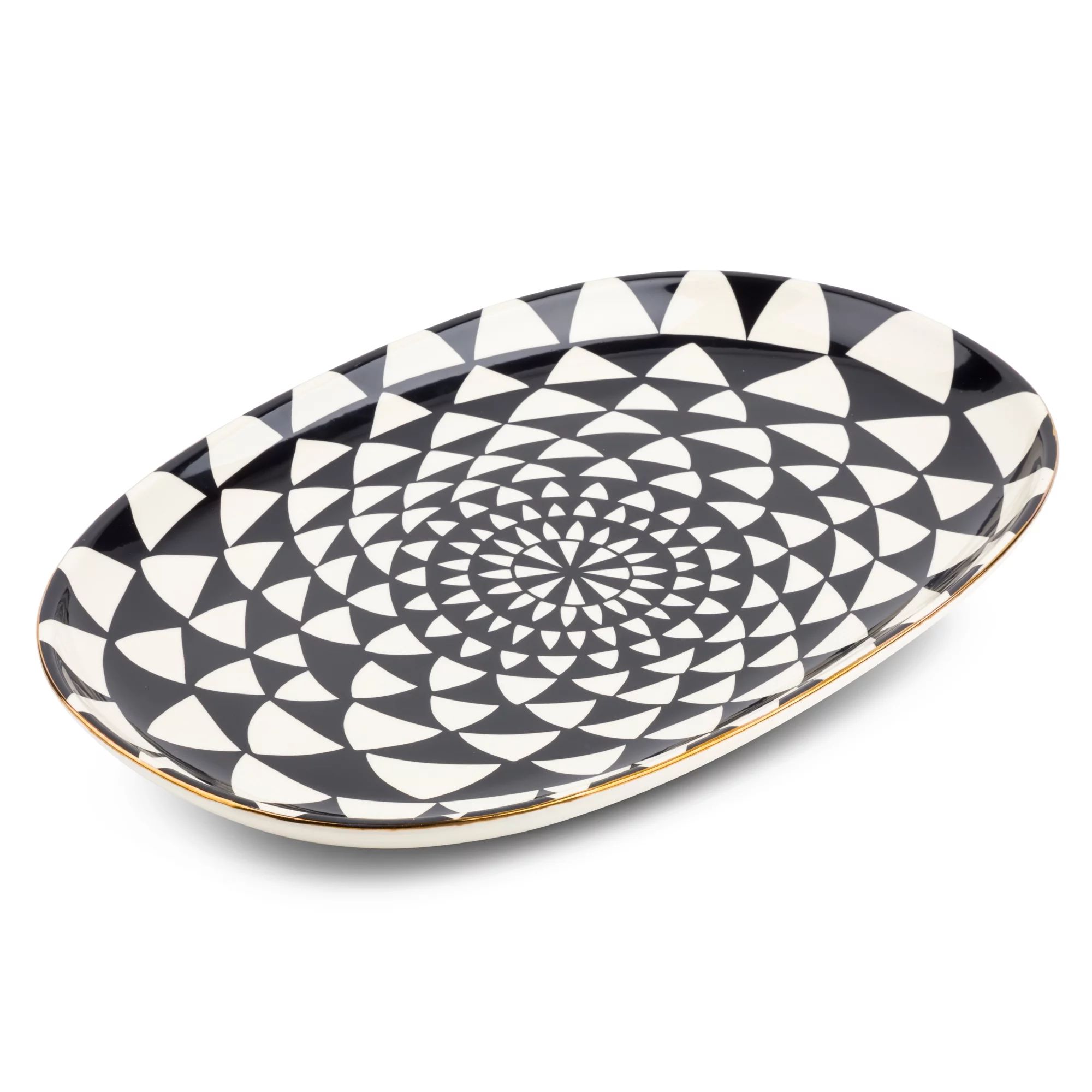 Thyme & Table Stoneware Oval Serve Platter, Medallion | Walmart (US)