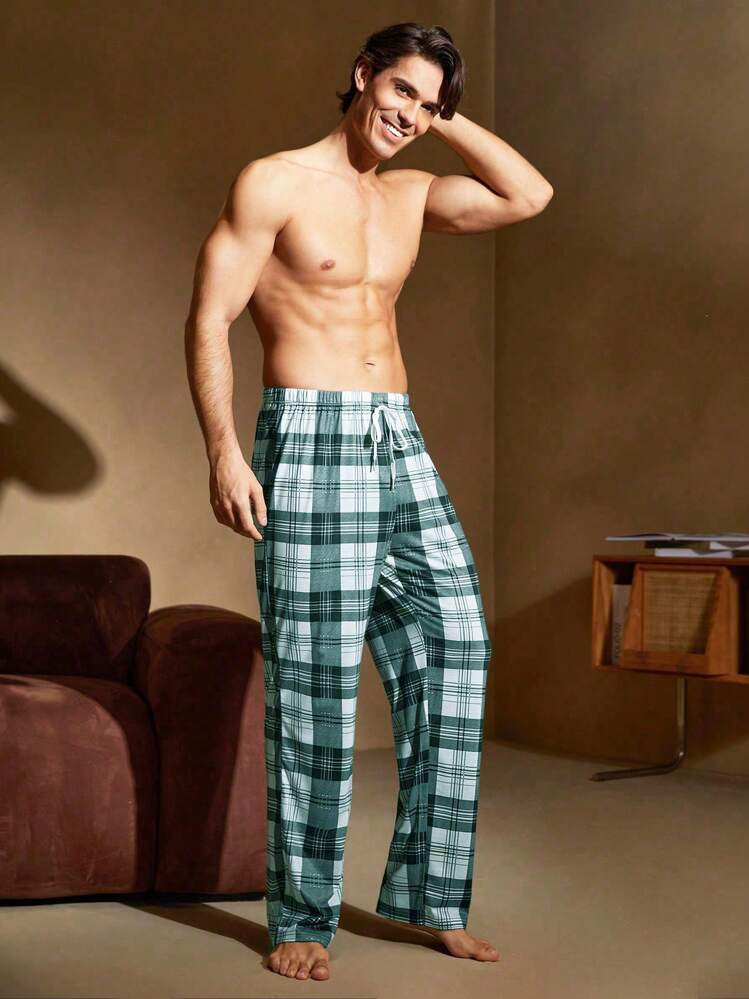 Men's Waist Tie Plaid Lounge Pants | SHEIN
