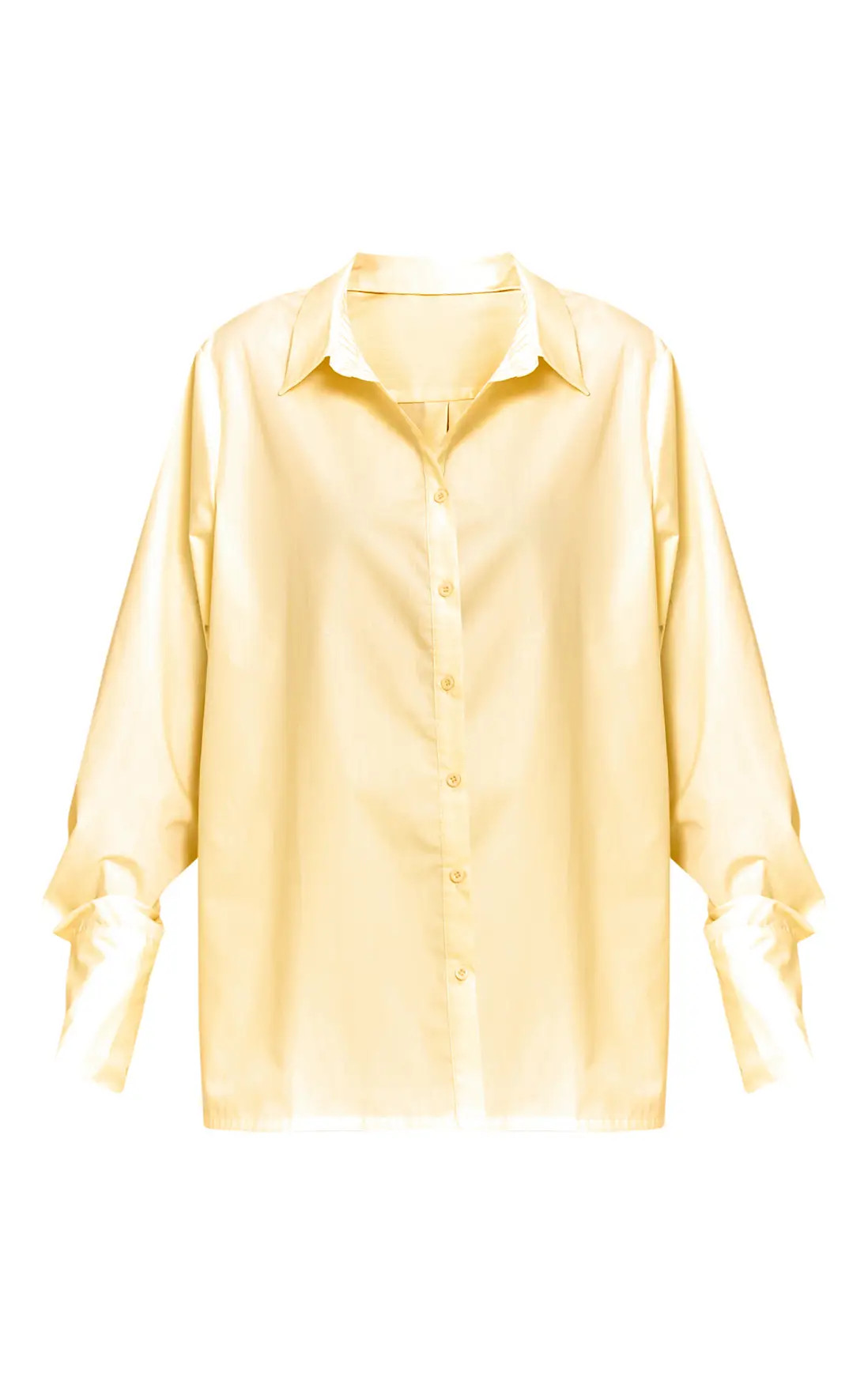 Butter Yellow Lemon Oversized Cuff Shirt | PrettyLittleThing USA | PrettyLittleThing US