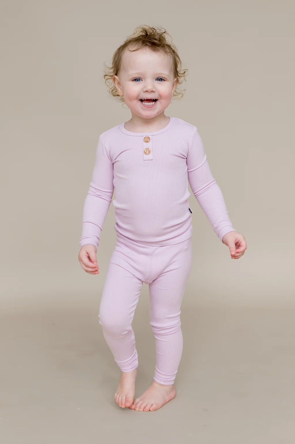 Ribbed Henley Set in Thistle | Kyte Baby
